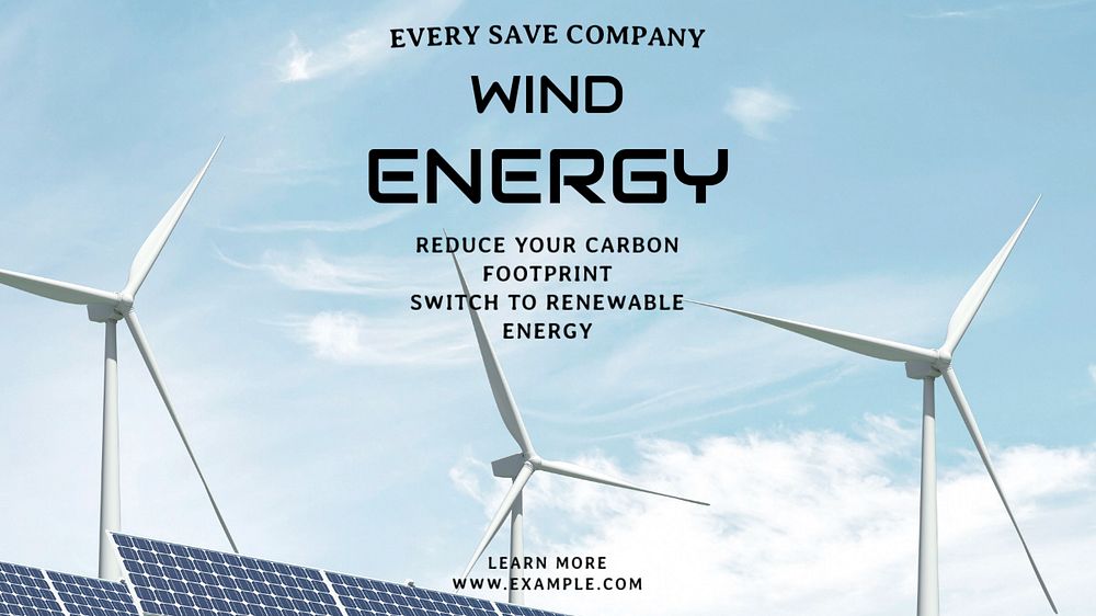 Wind energy blog banner template, editable text