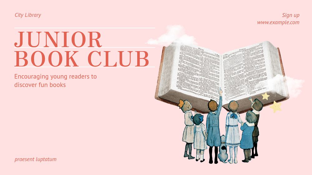 Junior book club blog banner template, editable text