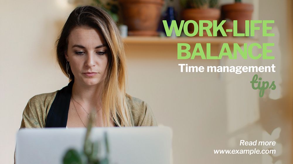 Work-life balance blog banner template, editable text