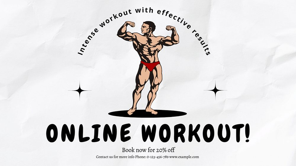 Online workout  blog banner template, editable text