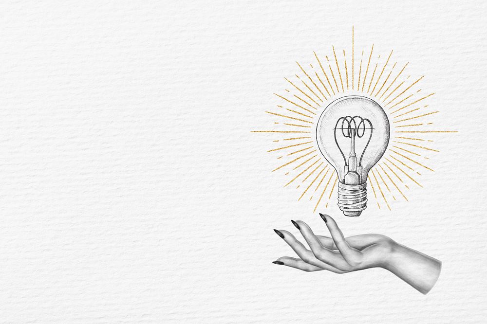 Light bulb illustration, white background, editable design