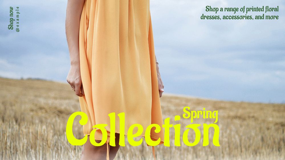 Spring collection blog banner template, editable text