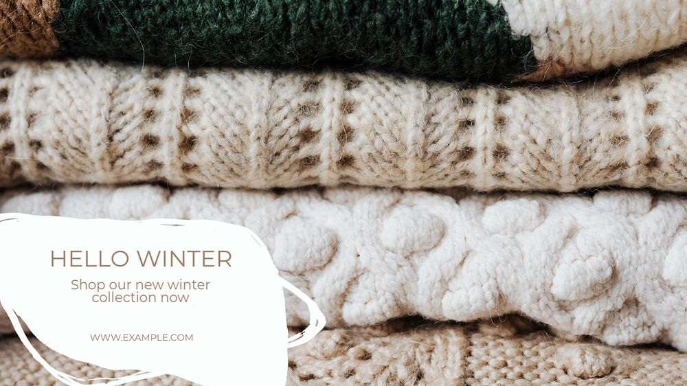 Hello winter wish  blog banner template, editable text