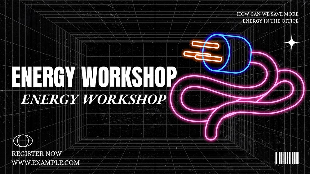 Energy workshop  blog banner template, editable text