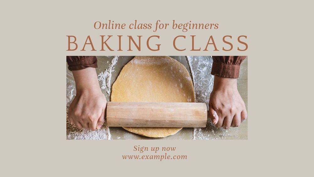 Baking class blog banner template, editable text