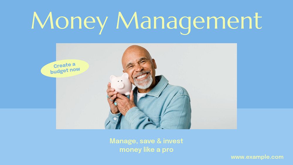 Money management  blog banner template, editable text