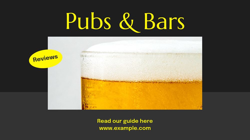 Pubs & bars  blog banner template, editable text