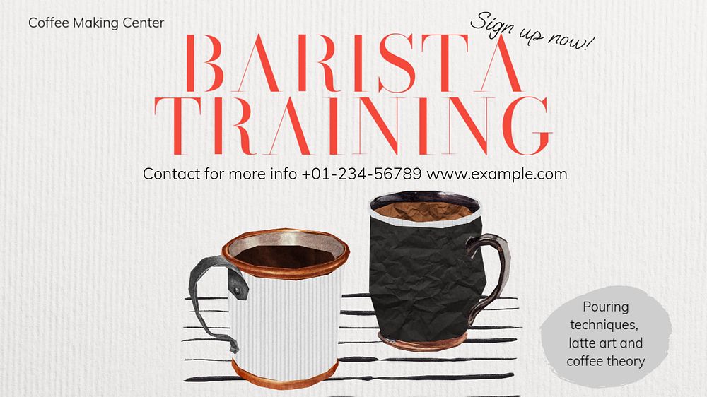 Barista training  blog banner template, editable text