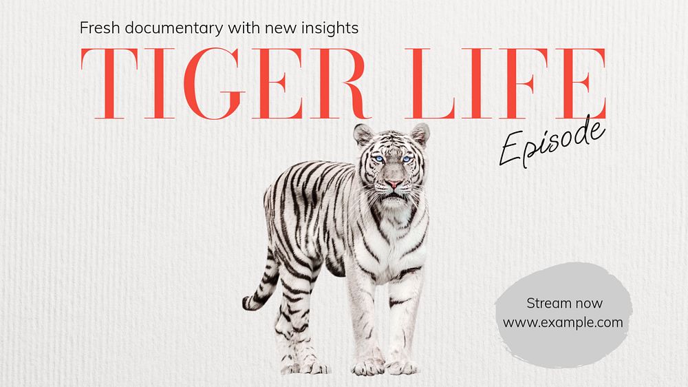 Tiger documentary  blog banner template, editable text