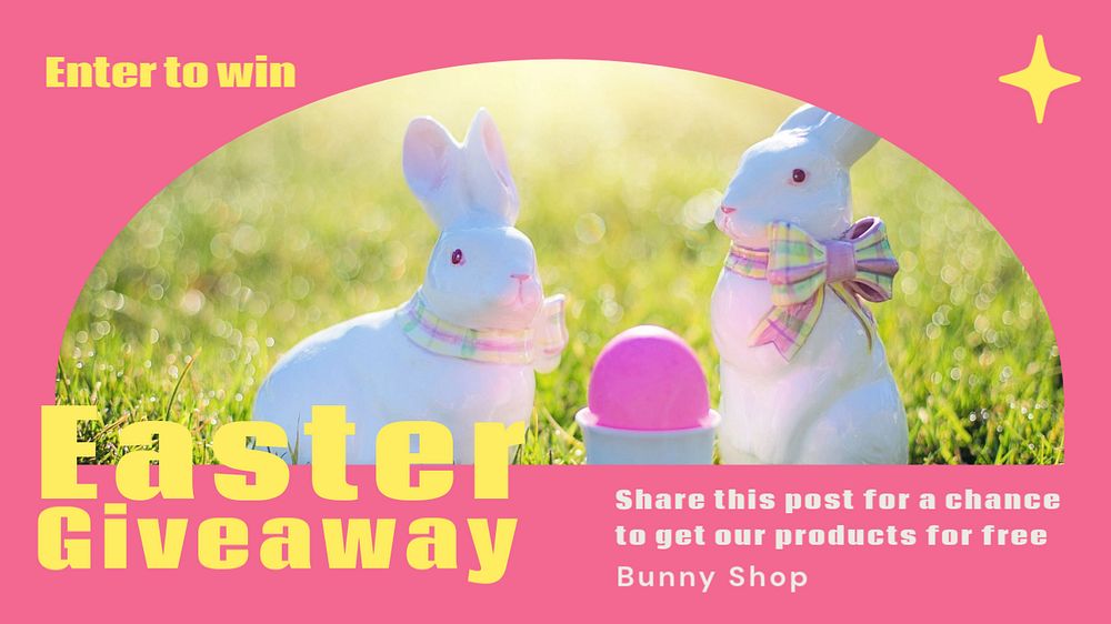 Easter giveaway blog banner template, editable text