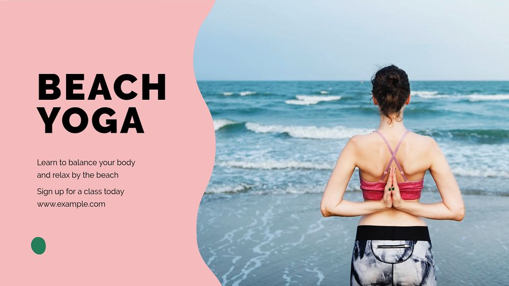 Beach yoga blog banner template, editable text