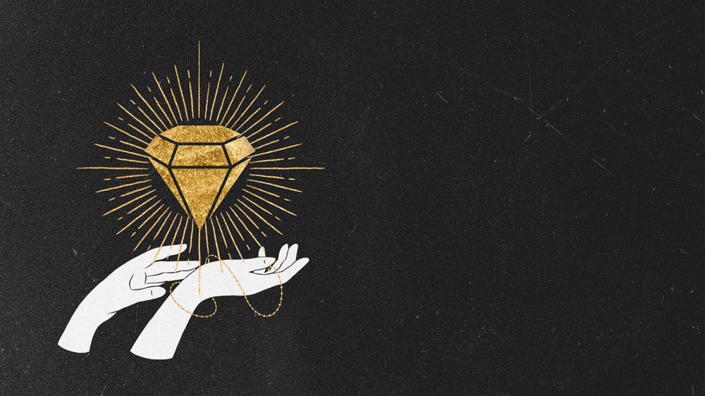 Gold diamond, black desktop wallpaper, editable design