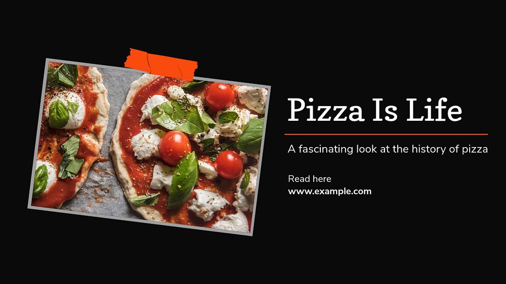 Pizza blog banner template, editable text