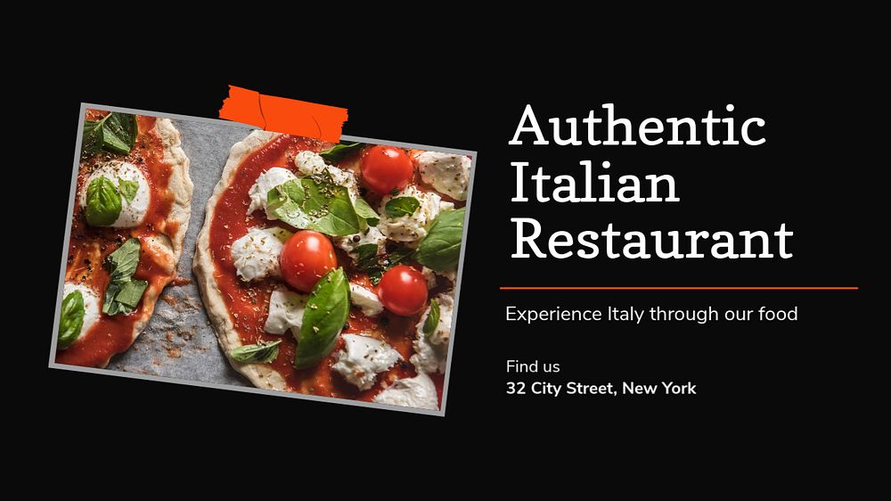 Italian restaurant blog banner template, editable text