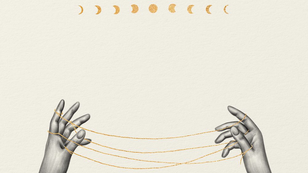 Hands and moon, aesthetic desktop wallpaper, editable design