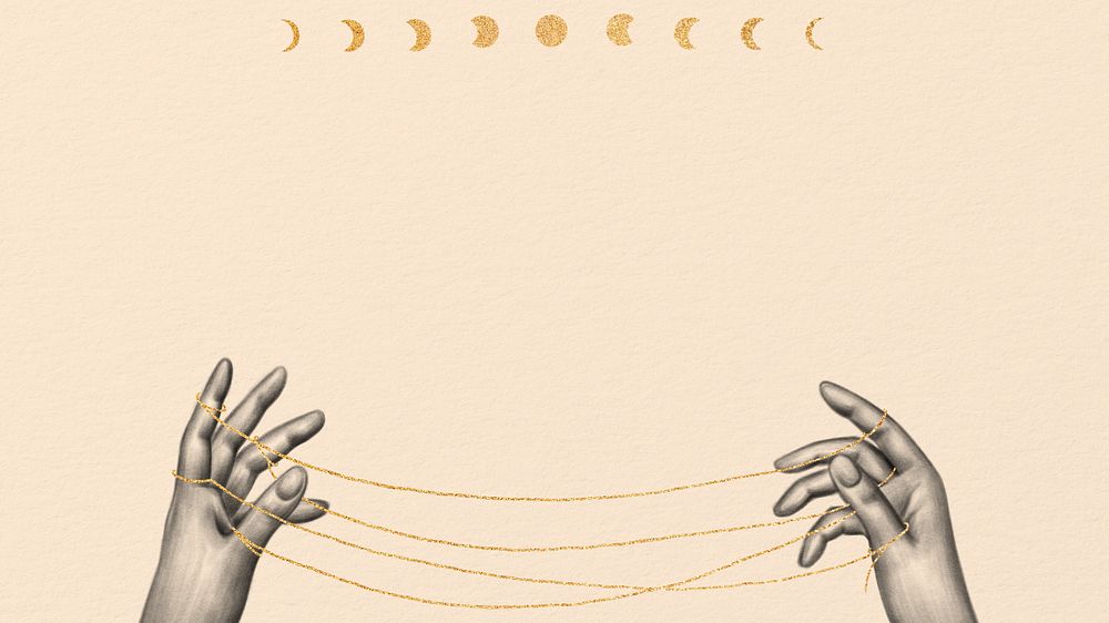 Hands and thread, spiritual desktop wallpaper, editable design