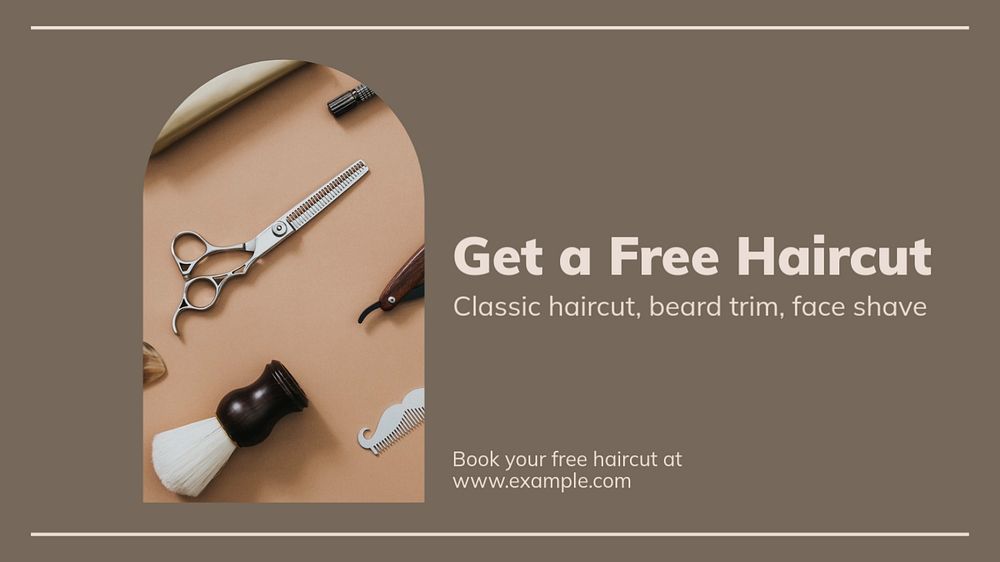 Free haircut  blog banner template, editable text