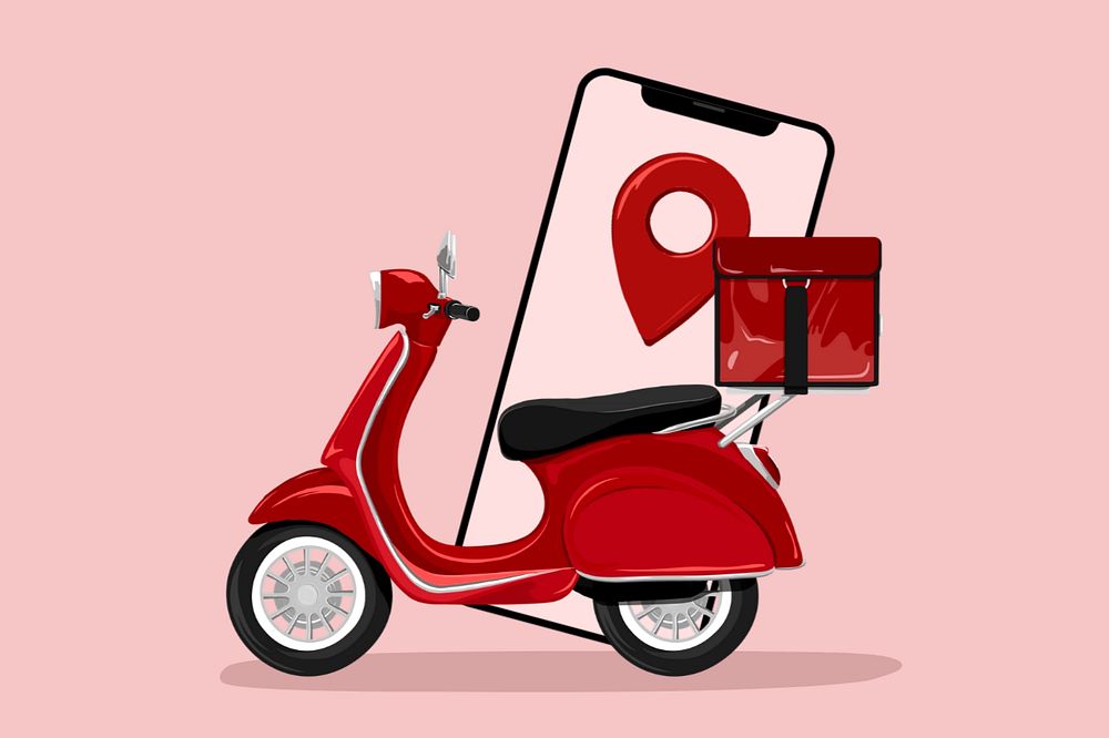 Delivery scooter, editable logistic illustration design