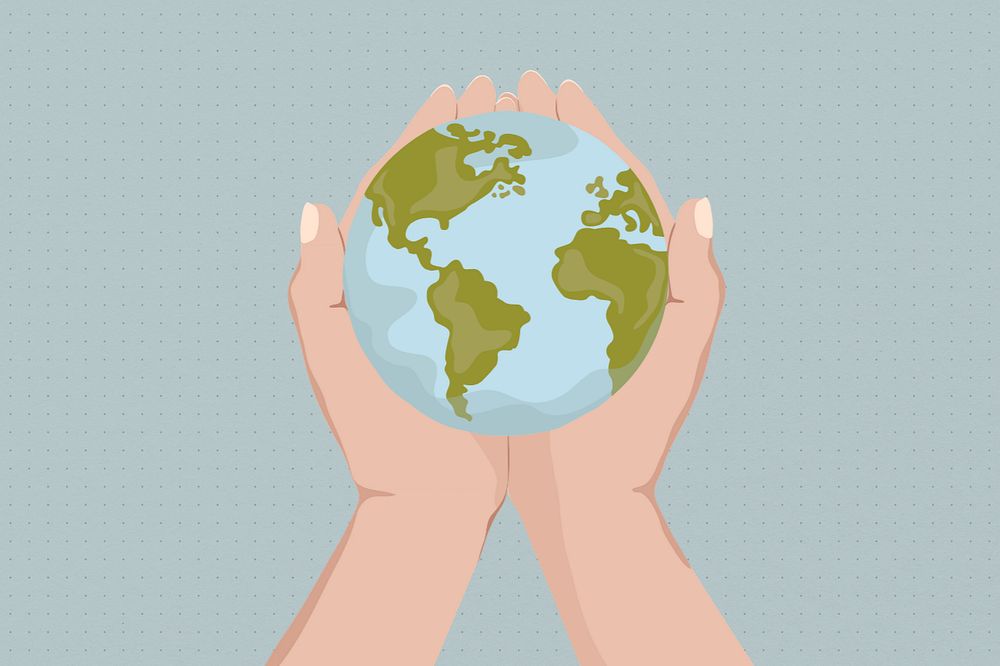 Save the earth, editable environmentalist hand illustration design
