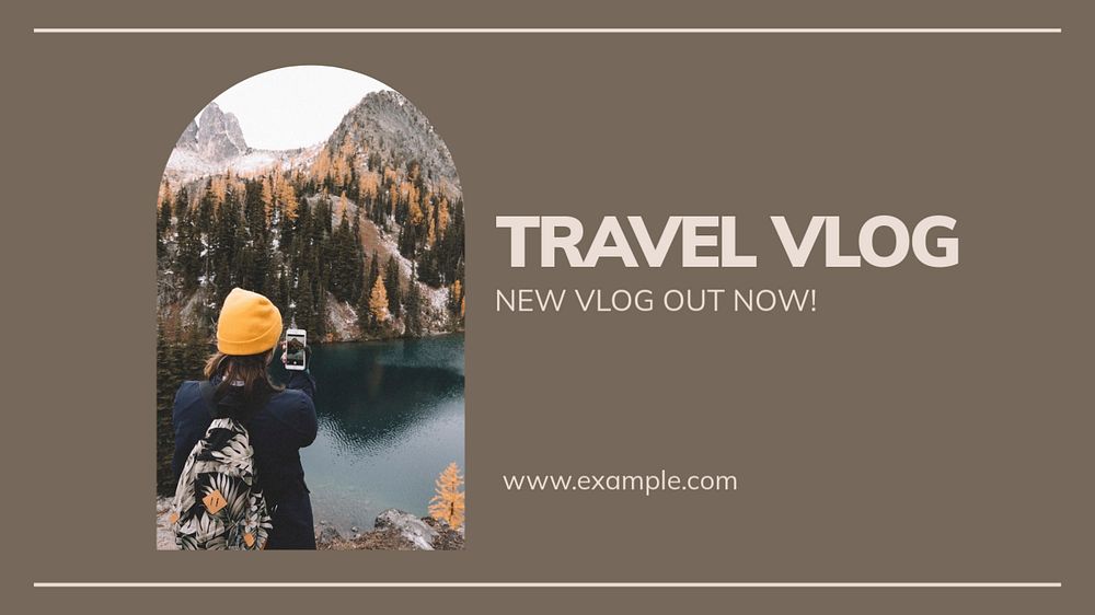 Travel vlog  blog banner template, editable text