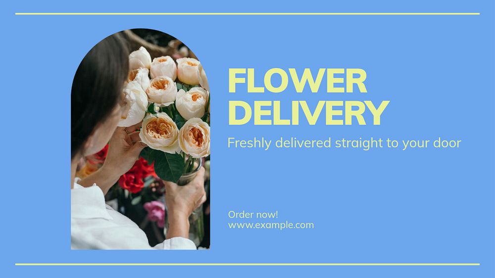 Flower delivery  blog banner template, editable text
