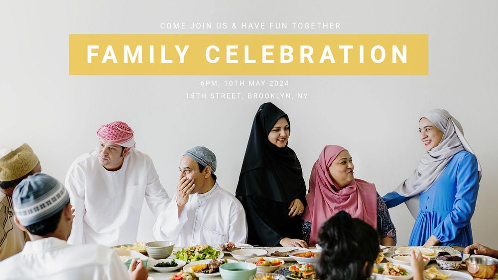 Family celebration blog banner template, editable text