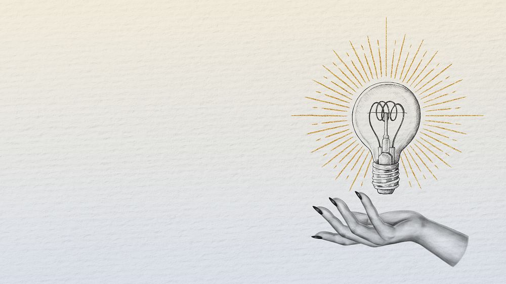 Lightbulb illustration, gradient desktop wallpaper, editable design