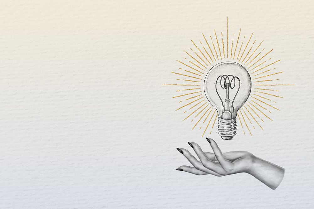 Light bulb illustration, gradient background, editable design