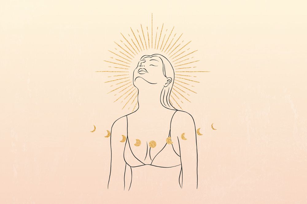 Woman and moon, spiritual background, editable design