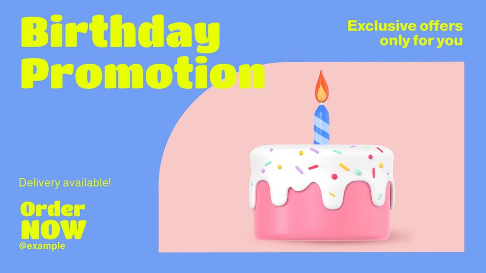 Birthday promotion  blog banner template, editable text