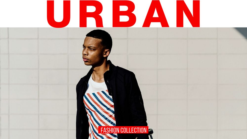 Urban fashion collection  blog banner template, editable text