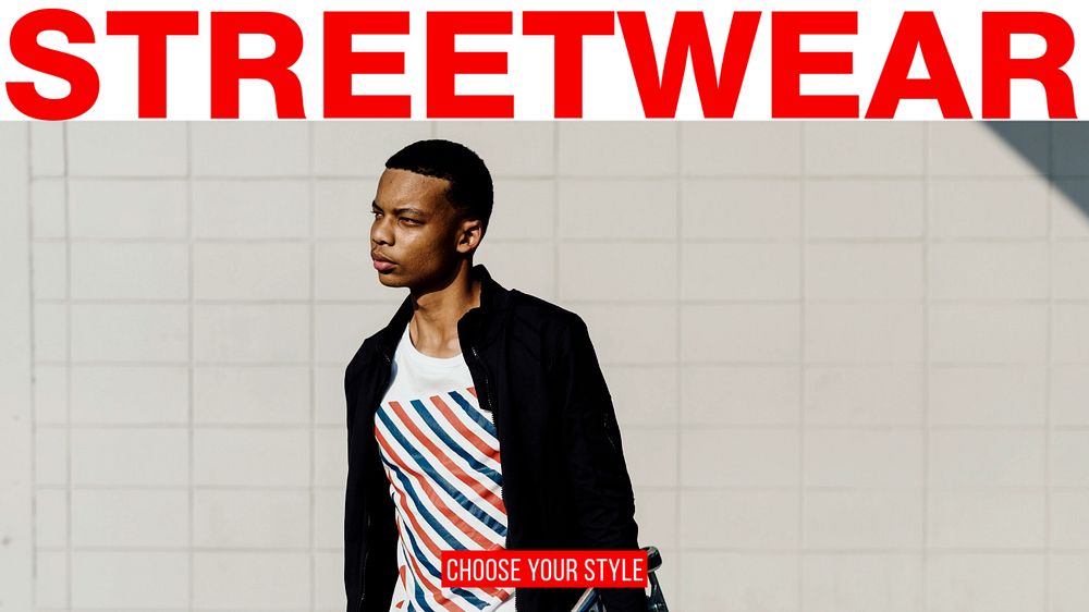 Streetwear sale  blog banner template, editable text