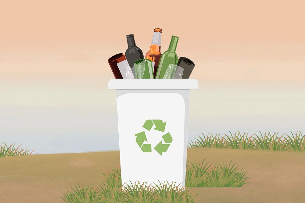 Recycling bins, editable environment illustration design