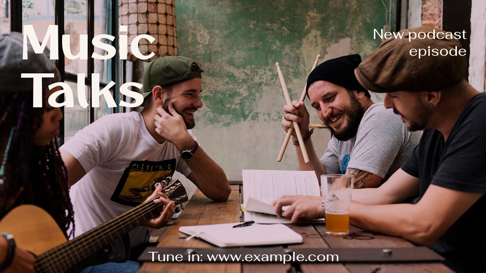 Music talks blog banner template, editable text