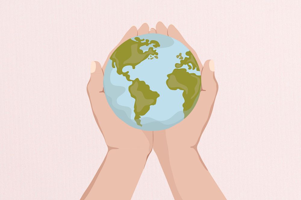 Editable save the earth, environmentalist hand illustration design