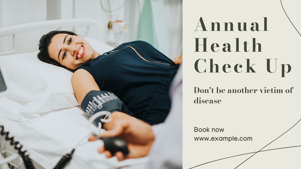 Health check up blog banner template, editable text