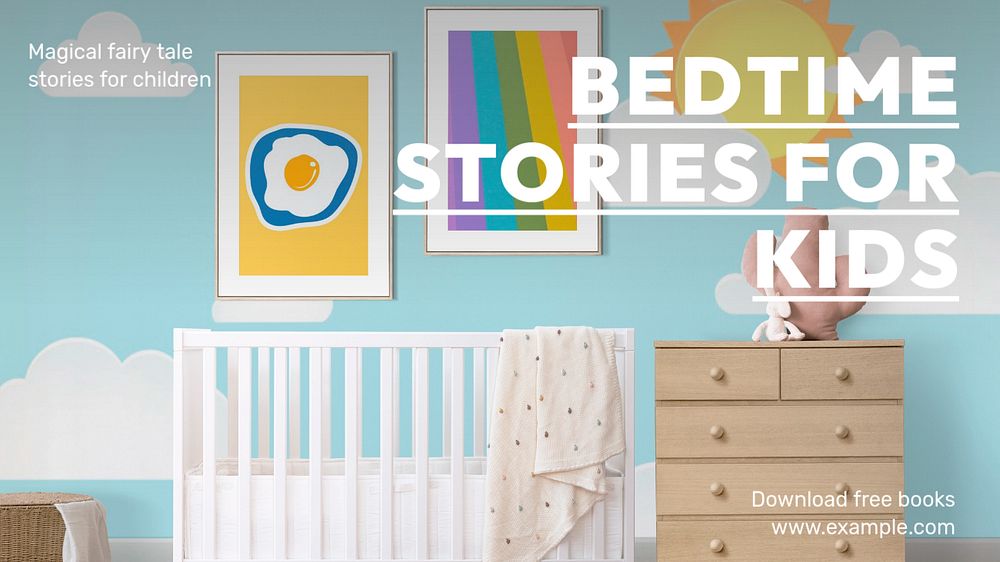 Bedtime stories blog banner template, editable text