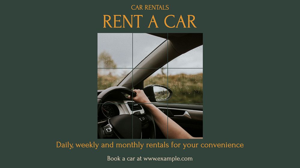 Car rentals  blog banner template, editable text