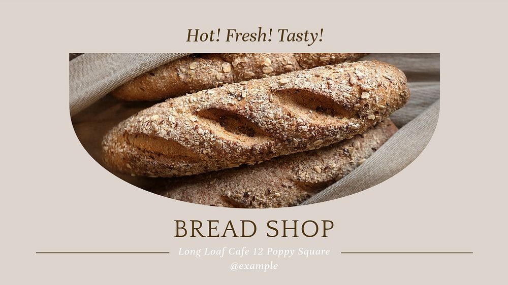 Bread shop blog banner template, editable text