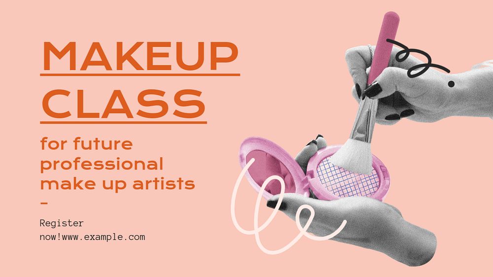 Makeup class blog banner template, editable text
