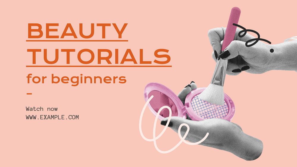 Beauty tutorials blog banner template, editable text