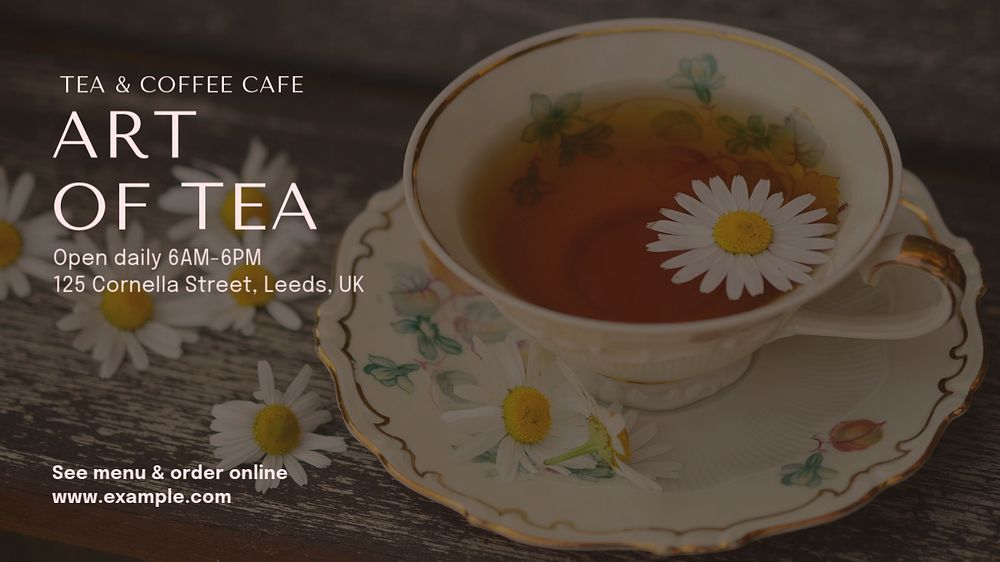 Tea & coffee cafe blog banner template, editable text