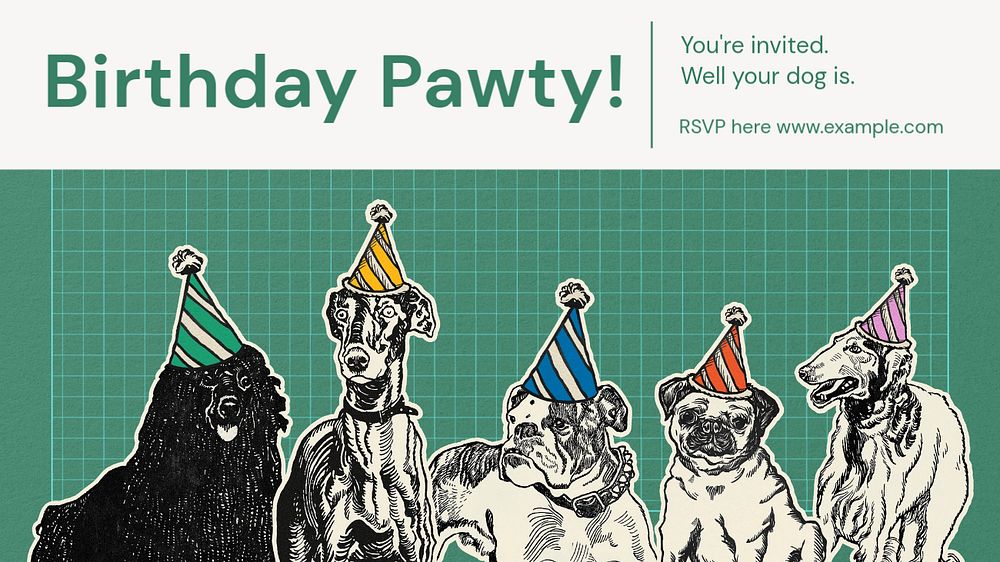 Dog birthday  blog banner template, editable text