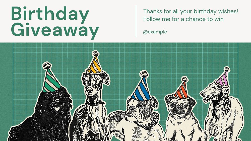 Birthday giveaway  blog banner template, editable text