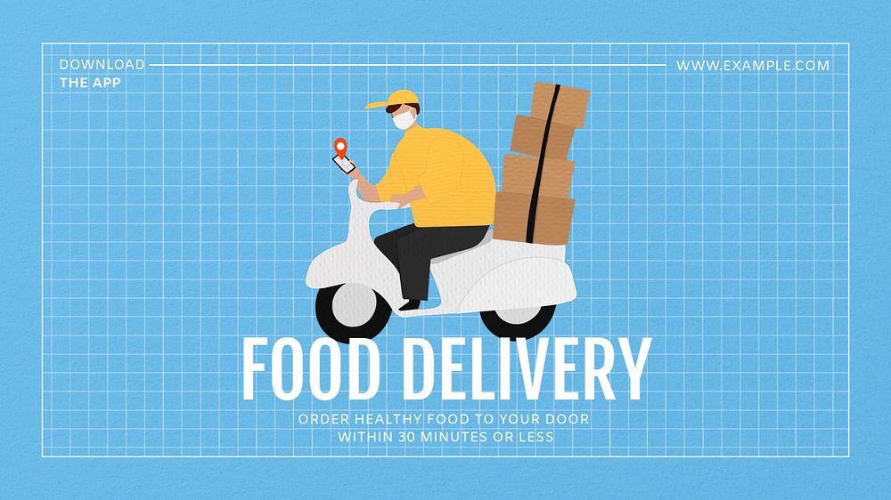 Food delivery  blog banner template, editable text