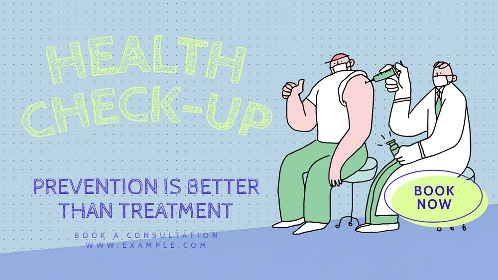 Health check-up  blog banner template, editable text