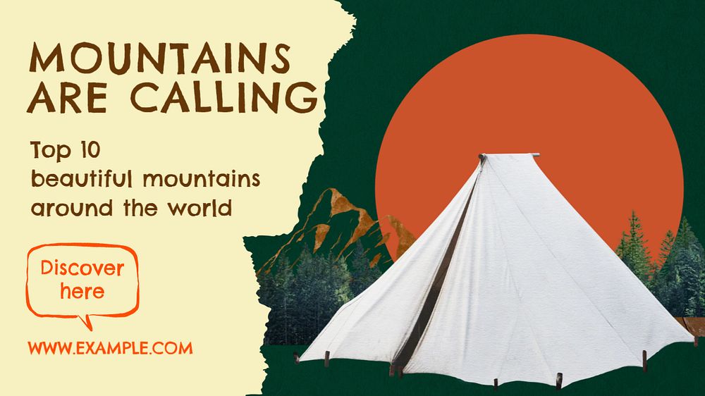 Mountains blog banner template, editable text