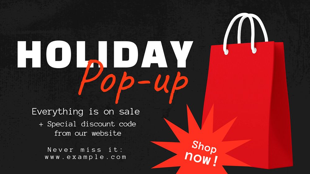 Holiday Pop-up blog banner template, editable text