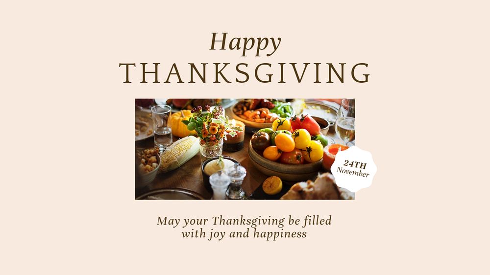 Happy Thanksgiving  blog banner template, editable text
