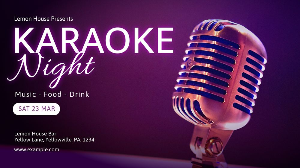 Karaoke night blog banner template, editable text